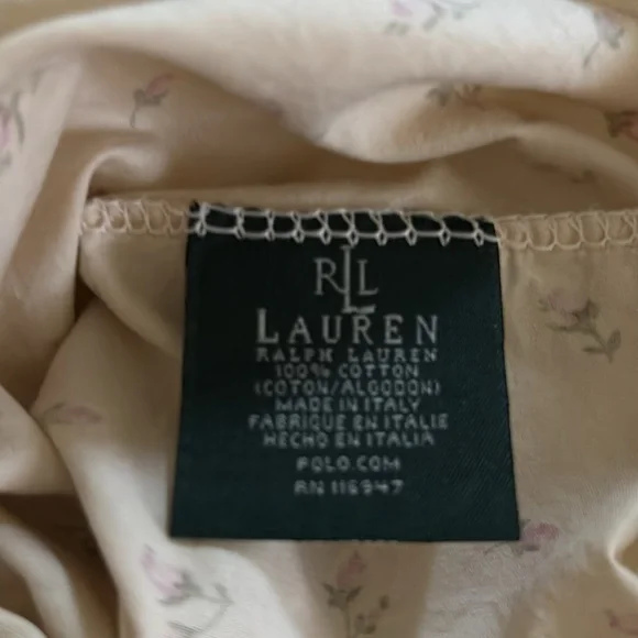 Ralph Lauren Cream and Pink Floral Standard Pillow Cases with lace trim - Picture 3 of 3